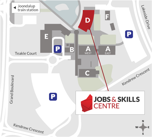 Location map for Joondalup Jobs and Skills Centre