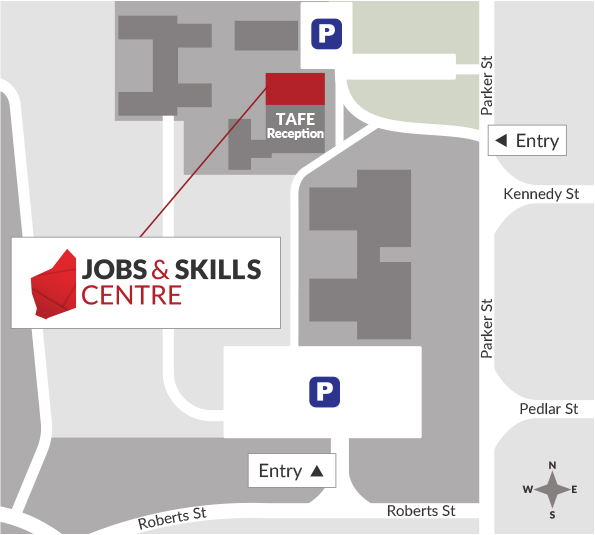 Location of Jobs and Skills Centre on TAFE campus map