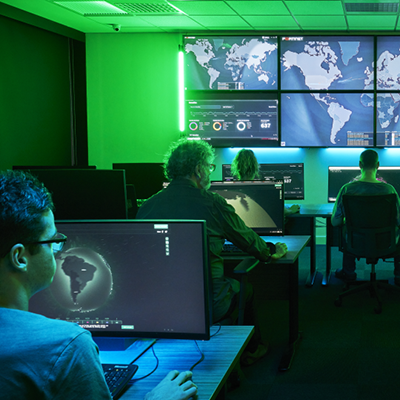 Defence staff in cyber security room