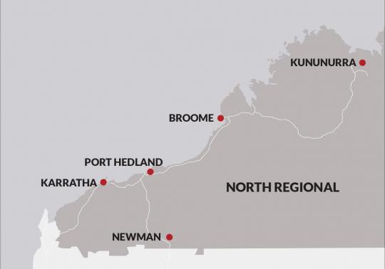 North regional WA location map