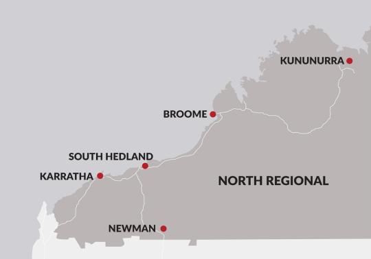North regional WA location map